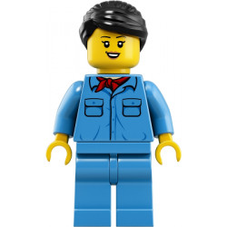 Train Worker - Female, Black Hair, Medium Blue Shirt with Red Bandana, Medium Blue Legs – ВЛАКОВЕ