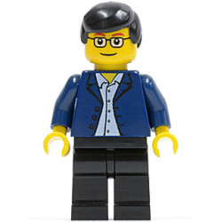 Dark Blue Jacket, Light Blue Shirt, Black Legs, Square Glasses, Black Male Hair – ГРАДСКИ