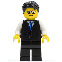 Black Vest with Blue Striped Tie, Black Legs, White Arms, Black Short Tousled Hair, Glasses – ГРАДСКИ