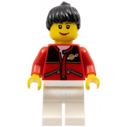 Red Jacket with Zipper Pockets and Classic Space Logo, White Legs, Black Female Ponytail Hair, Brown Eyebrows – ГРАДСКИ