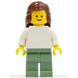Plain White Torso with White Arms, Sand Green Legs, Reddish Brown Female Hair Mid-Length – ГРАДСКИ