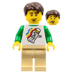 Classic Space Minifigure Floating Pattern, Tan Legs, Dark Brown Short Tousled Hair – ГРАДСКИ