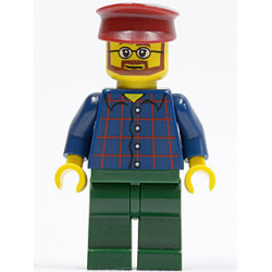 Plaid Button Shirt, Dark Green Legs, Dark Red Hat, Glasses, Reddish Brown Beard (Carousel Operator) – ГРАДСКИ