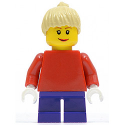 Plain Red Torso with Red Arms, Dark Purple Short Legs, Tan Female Ponytail Hair, Brown Eyebrows – ГРАДСКИ