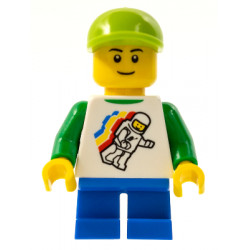 Classic Space Minifigure Floating Pattern, Blue Short Legs, Lime Short Bill Cap, Black Eyebrows – ГРАДСКИ