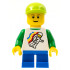 Classic Space Minifigure Floating Pattern, Blue Short Legs, Lime Short Bill Cap, Reddish Brown Eyebrows – ГРАДСКИ