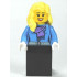 Medium Blue Jacket with Light Purple Scarf, Black Skirt, Bright Light Yellow Female Hair over Shoulder – ГРАДСКИ