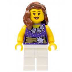 Female Dark Purple Blouse with Gold Sash and Flowers, White Legs – ГРАДСКИ
