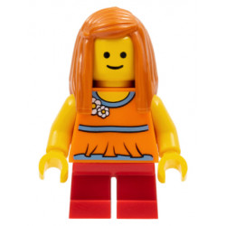 Child - Girl, Orange Halter Top with Flowers and Low Back, Red Short Legs, Dark Orange Long Hair – ГРАДСКИ