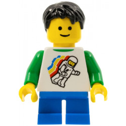 Boy - Classic Space Minifigure Floating Pattern, Blue Short Legs, Black Tousled Hair – ГРАДСКИ