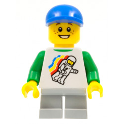 Classic Space Minifigure Floating Pattern, Light Bluish Gray Short Legs, Blue Short Bill Cap – ГРАДСКИ