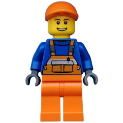 Overalls with Safety Stripe Orange, Orange Legs, Orange Short Bill Cap, Thin Grin with Teeth – ГРАДСКИ