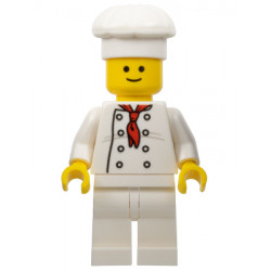 Chef - White Torso with 8 Buttons, Light Bluish Gray Wrinkles, WITH Back Print, White Legs, Standard Grin – ГРАДСКИ