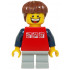 Red Shirt with 3 Silver Logos, Dark Blue Arms, Light Bluish Gray Short Legs, Reddish Brown Hair – ГРАДСКИ
