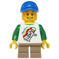 Classic Space Minifigure Floating Pattern, Short Dark Tan Legs, Blue Short Bill Cap – ГРАДСКИ