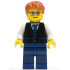 Black Vest with Blue Striped Tie, Dark Blue Legs, White Arms, Dark Orange Short Tousled Hair, Rectangular Glasses – ГРАДСКИ
