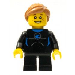 Wetsuit with Blue Sign, Black Short Legs, Medium Nougat Ponytail and Swept Sideways Fringe – ГРАДСКИ