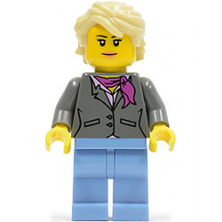 Dark Bluish Gray Jacket with Magenta Scarf, Medium Blue Legs, Tan Hair (Grandma) – ГРАДСКИ
