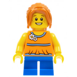 Girl, Blue Short Legs, Dark Orange Hair Ponytail Long with Side Bangs – ГРАДСКИ