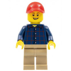 Plaid Button Shirt, Dark Tan Legs, Red Cap with Hole, Lopsided Grin with Teeth – ГРАДСКИ