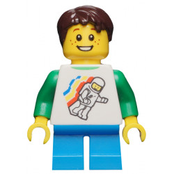 Classic Space Minifigure Floating Pattern, Dark Azure Short Legs, Dark Brown Short Tousled Hair – ГРАДСКИ