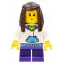 Child - Girl, White Hoodie with Medium Blue Pocket, Dark Purple Short Legs, Dark Brown Long Hair, Freckles – ГРАДСКИ