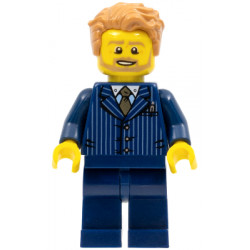 Businessman - Pinstripe Jacket and Gold Tie, Dark Blue Legs, Medium Nougat Tousled Hair, Beard – ГРАДСКИ