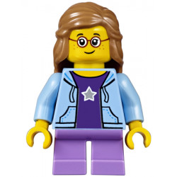 Child - Girl, Bright Light Blue Hoodie, Medium Lavender Short Legs, Medium Nougat Female Hair Mid-Length, Glasses, Freckles – ГРАДСКИ
