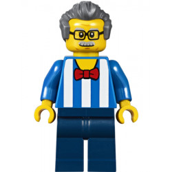 Carousel Ticket Vendor - Blue Shirt with White Stripes and Red Bow Tie, Dark Blue Legs, Dark Bluish Gray Swept Back Hair, Moustache and Glasses – ГРАДСКИ