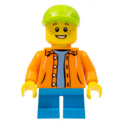 Boy - Orange Jacket with Hood over Light Blue Sweater, Dark Azure Short Legs, Lime Cap – ГРАДСКИ