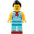 Downtown Diner Waitress - Female, Dark Azure and White Striped Shirt with Red Scarf, Medium Azure Legs, Black Ponytail, Red Roller Skates – ГРАДСКИ