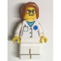 Doctor - EMT Star of Life, White Legs, Dark Orange Hair Ponytail Long with Side Bangs, Glasses – ГРАДСКИ