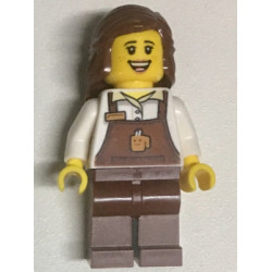 Barista - Female, Reddish Brown Apron with Cup and Name Tag, Reddish Brown Legs, Reddish Brown Hair – ГРАДСКИ