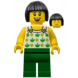 Ludo Green - Female, White Halter Top with Green Apples and Lime Spots, Green Legs, Black Bob Cut Hair, Freckles – МАРКА ЛЕГО