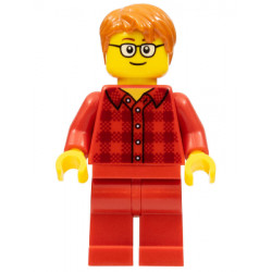 Ludo Red - Male, Red Plaid Flannel Shirt, Red Legs, Dark Orange Hair, Glasses – МАРКА ЛЕГО