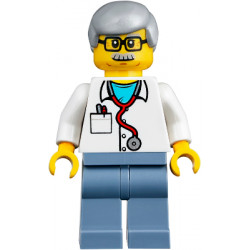 Veterinarian Dr. Jones with Light Bluish Gray Hair, Glasses, Red Stethoscope and Sand Blue Legs – ГРАДСКИ