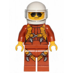 Pilot - Dark Orange Jumpsuit, Dark Orange Legs with Straps, White Helmet, Trans-Clear Visor, Black and Silver Sunglasses – ГРАДСКИ