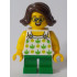 Child - Girl, White Halter Top with Green Apples and Lime Spots, Green Short Legs, Dark Brown Hair, Glasses – ГРАДСКИ