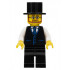 Haunted House Butler - Male, Black Vest with Blue Striped Tie, Black Legs, Black Top Hat, Glasses and Beard – ГРАДСКИ