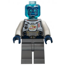Cyber Drone Robot - Flat Silver Spacesuit with Harness and White Panel with Classic Space Logo, Trans-Light Blue Head – ГРАДСКИ