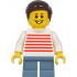 Boy - White Sweater with Red Horizontal Stripes, Sand Blue Short Legs, Dark Brown Hair – ГРАДСКИ