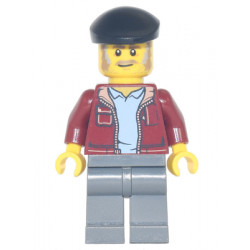 Man, Dark Red Jacket with Bright Light Blue Shirt, Dark Bluish Gray Legs, Black Beret, Moustache and Sideburns (Vintage Taxi Driver) – ГРАДСКИ