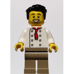 Chef - White Torso with 8 Buttons, No Wrinkles Front or Back, Dark Tan Legs, Black Hair – ГРАДСКИ