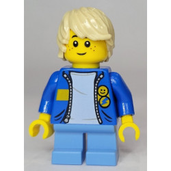 Child - Boy, Blue Jacket with Yellow Stripe, Medium Blue Short Legs, Tan Tousled Hair, Freckles – ГРАДСКИ