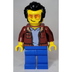 Man, Dark Red Jacket with Bright Light Blue Shirt, Blue Legs, Black Widow's Peak Hair – ГРАДСКИ