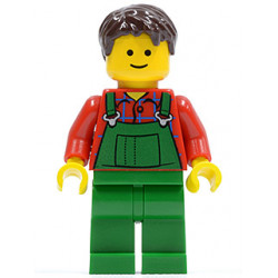 Overalls Farmer Green, Dark Brown Short Tousled Hair, Standard Grin – ГРАДСКИ