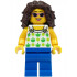 Beach Tourist - Female, White Halter Top with Green Apples and Lime Spots, Blue Legs, Dark Brown Long Tousled Hair, Sunglasses – ГРАДСКИ