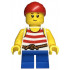 Child - Girl, Pirate Costume, White Tank Top with Red Stripes, Blue Short Legs, Red Bandana – ГРАДСКИ