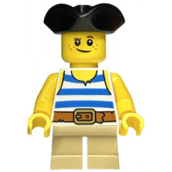 Child - Boy, White Tank Top with Blue Stripes, Tan Short Legs, Black Tricorne Hat, Freckles – ГРАДСКИ