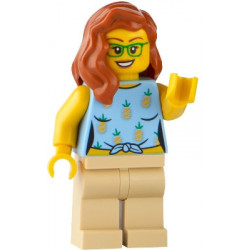 Land Rover Classic Defender Driver - Female, Bright Light Blue Knotted Top with Pineapples, Tan Legs, Dark Orange Hair, Green Glasses – ГРАДСКИ
